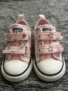 Converse Pink Star & Heart Print Kids Sneakers